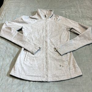 Under Armour Fitted Track Jacket, Heather Gray, Zipper, Size Small